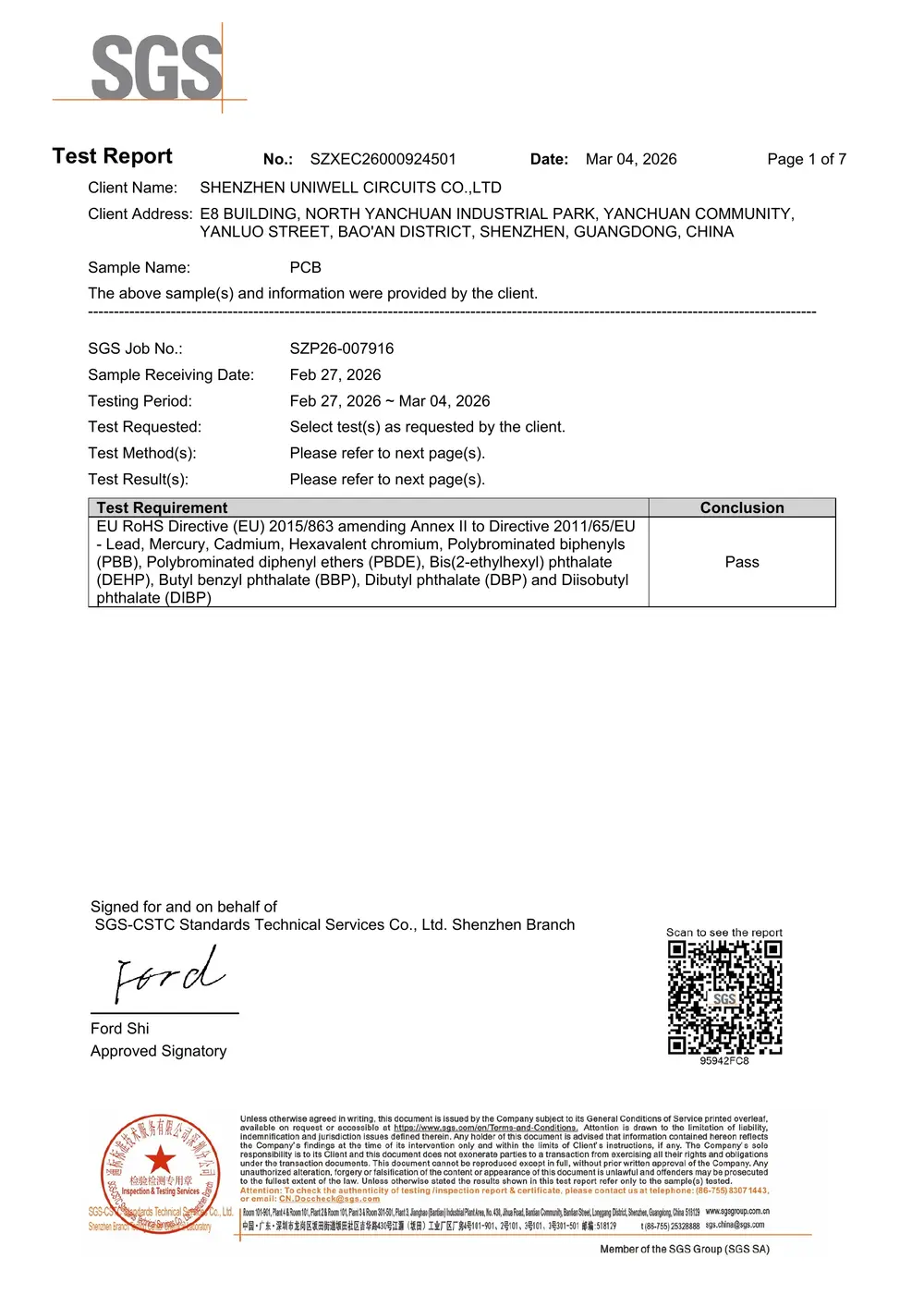 RoHS 인증서