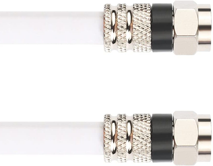 F- 수 커넥터가있는 흰색 RG6 케이블
